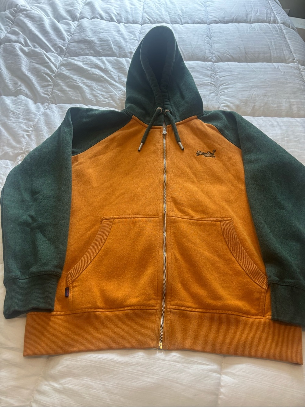 Superdry Full Zip Jacket Green Orange Size XL